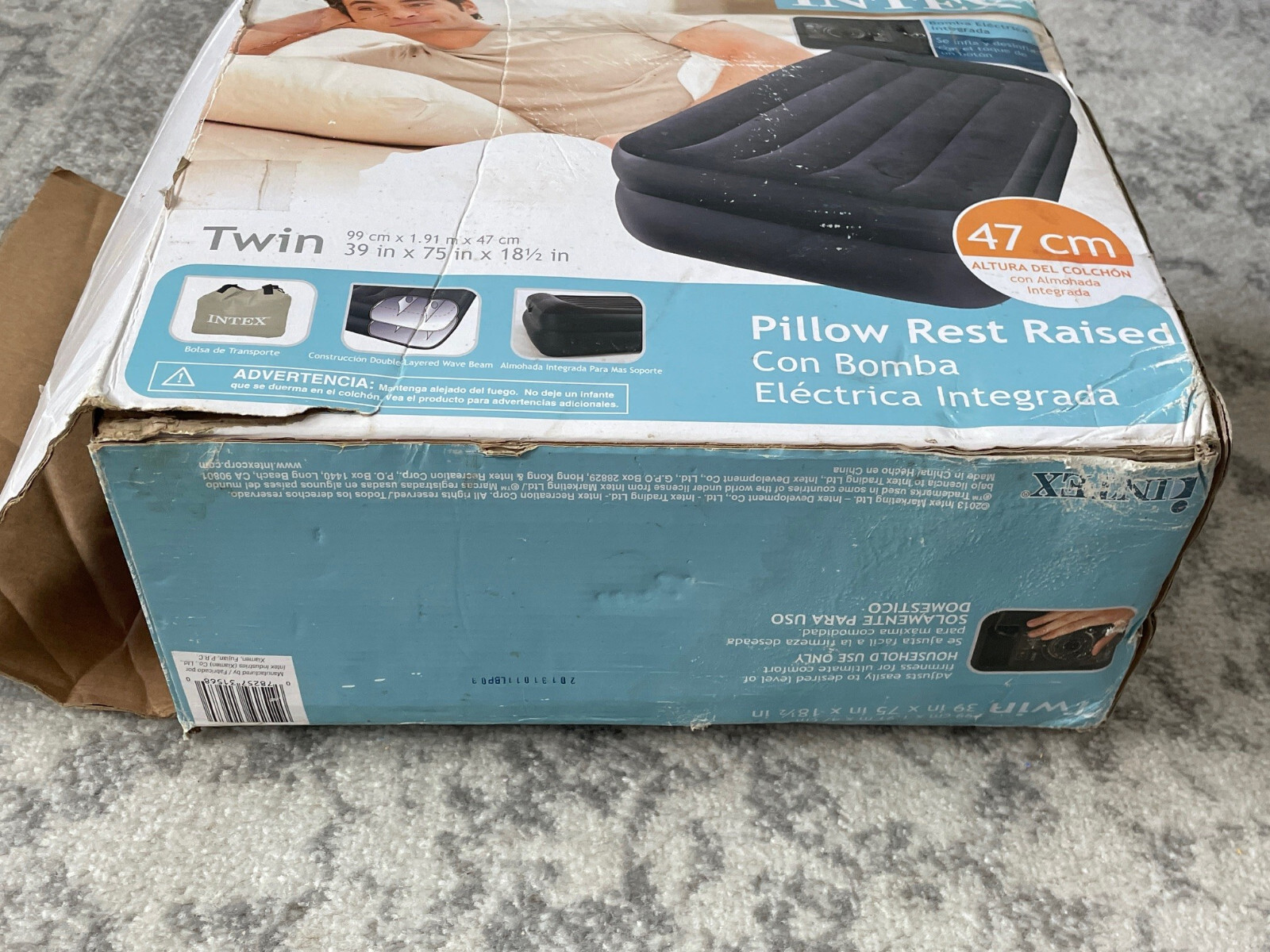 Intex Pillow Rest Raised Airbed with Built-in Pillow and Electric Pump Twin Bed
