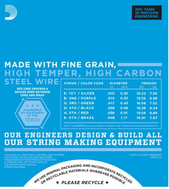 D'Addario EXL110 Electric Guitar Strings 10-46 Regular Light