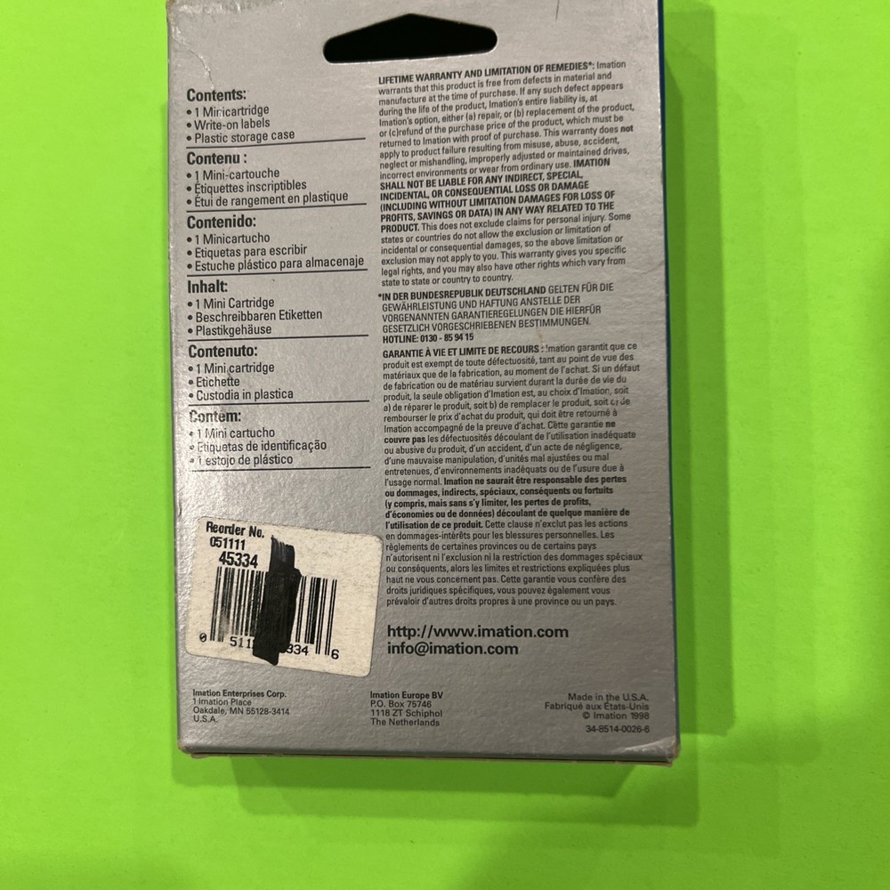 Imation Dc2120Xl 340MB Formatted Mini Cartridge