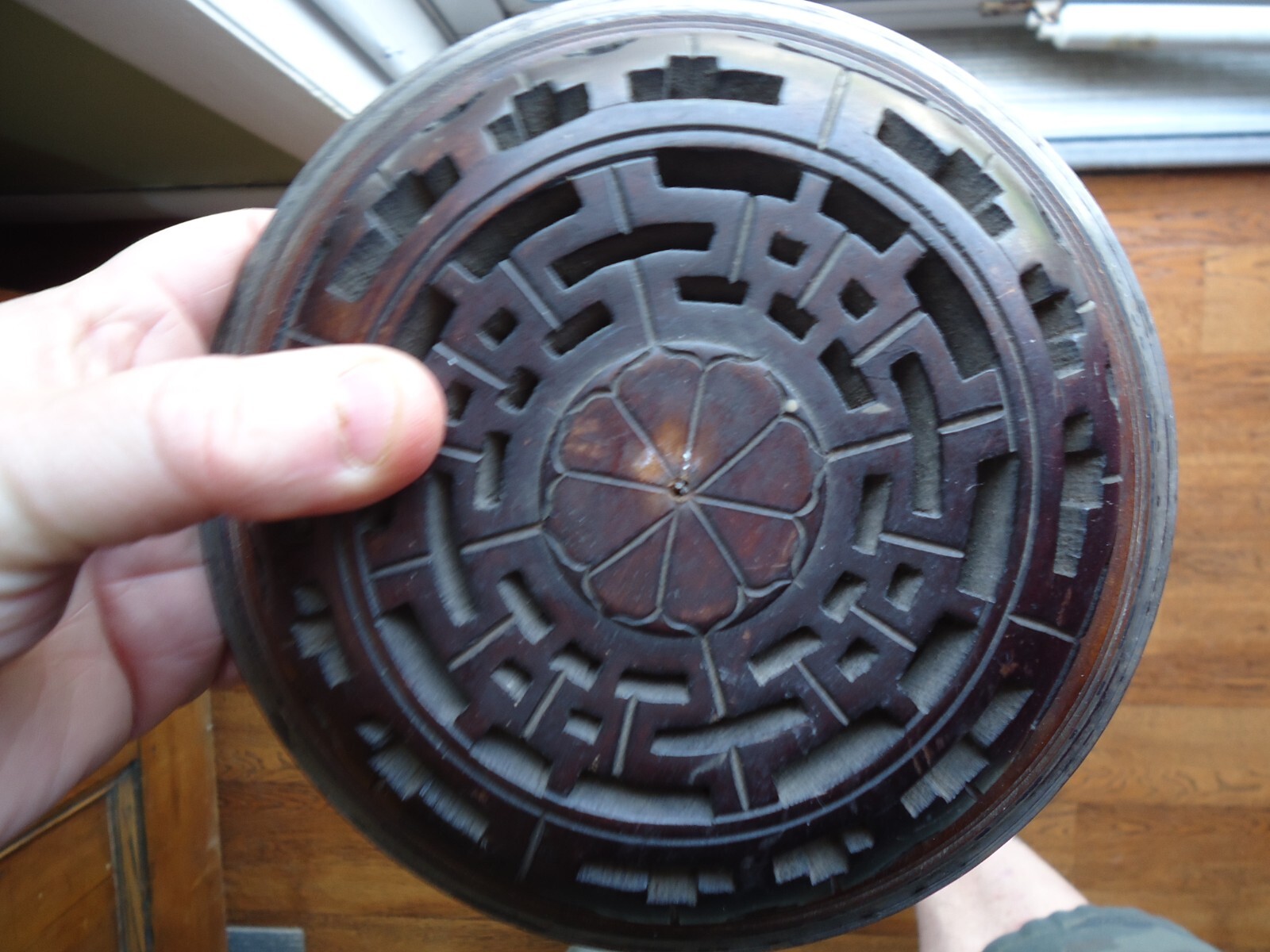 Antique Chinese or Japanese 2 pc Wood & Silver Incense Burner Censer 1800s