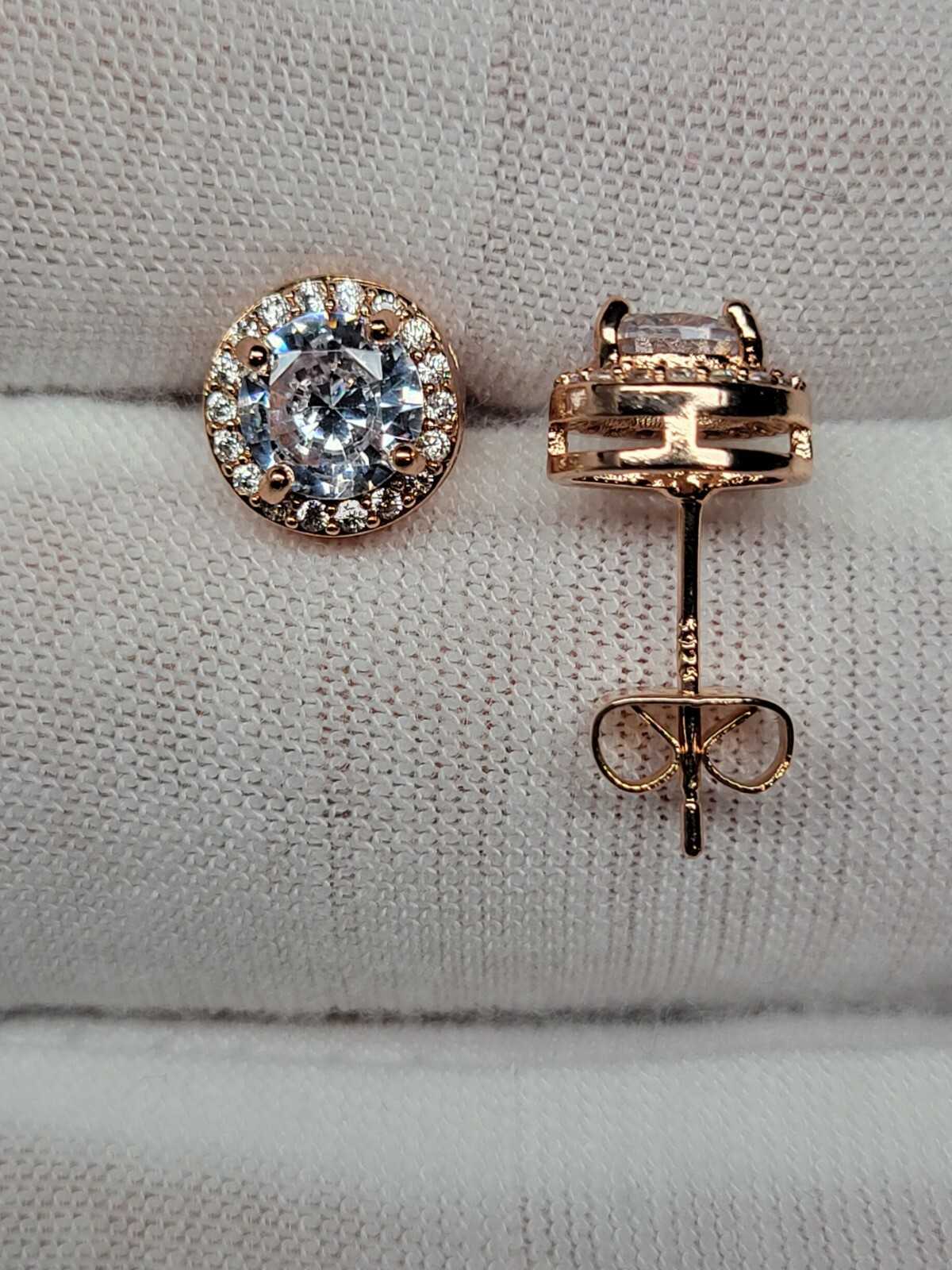Gold, Silver Plated Stud Earrings With Cubic Zirconia Unisex, Women, Men