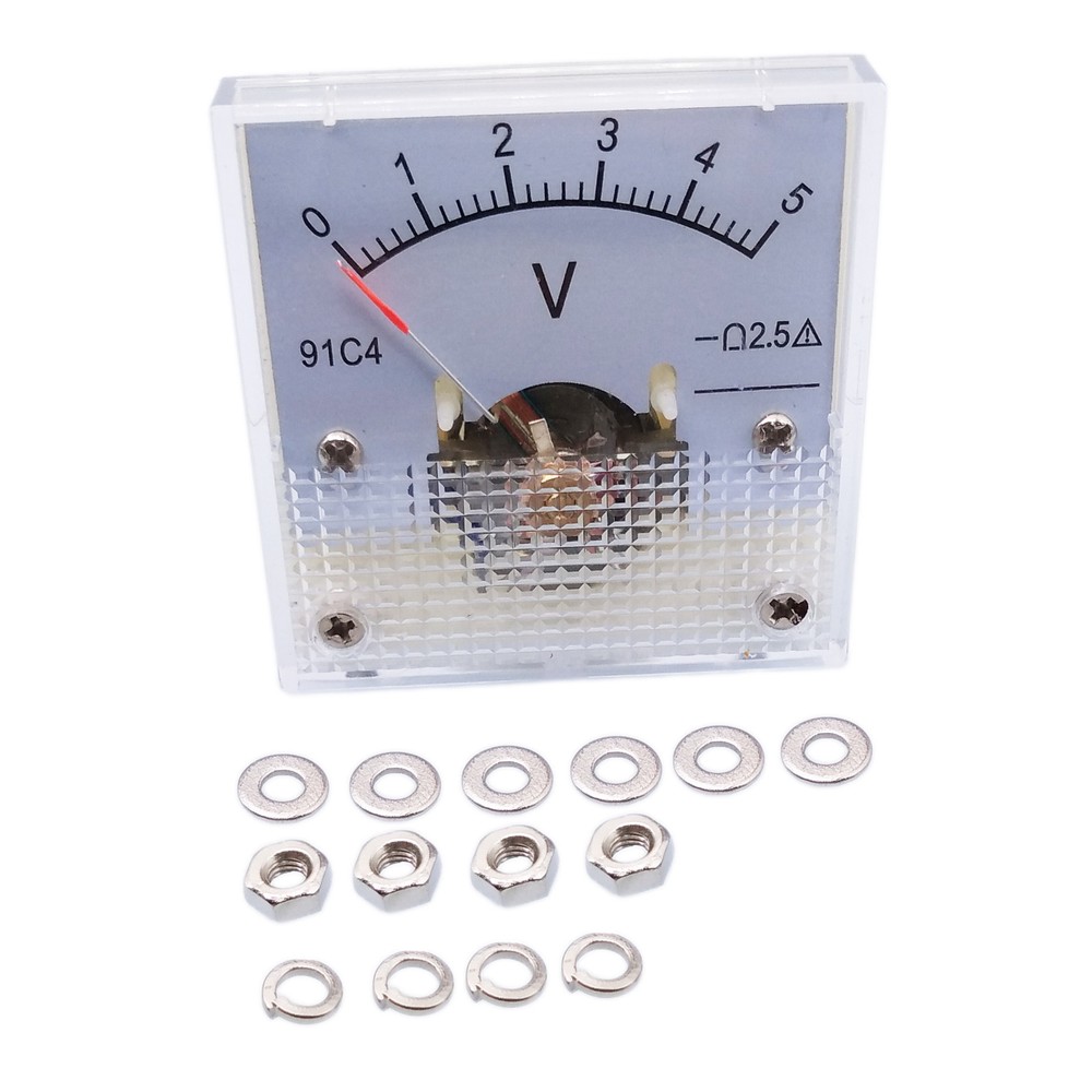DC 0 ~ 5V Square Analog Volt Pointer Needle Panel Meter Voltmeter 91C4