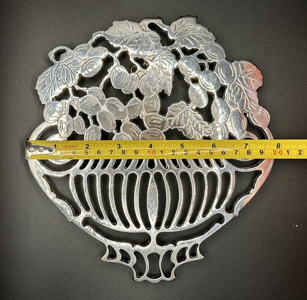Piero Maestri Italy Silverplated Grape Olive Vine Trivet