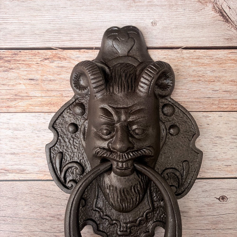 Cast Iron Devil Face Large Door Knocker Handle Pull – Rustic Farmhouse decor