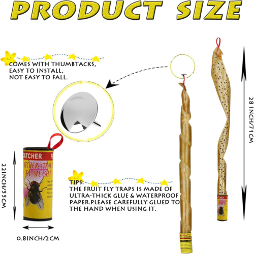 16 Rolls Fly Sticky Trap Paper Insect Bug Catcher Strip Fly Sticker Non Toxic US