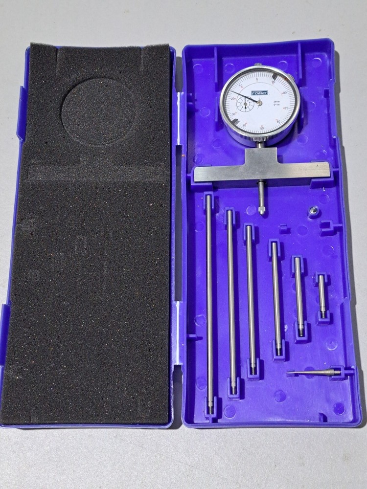 Fowler - model 52-125-006 - 0-6"/.001" Depth Indicator Set w/ case - OD9
