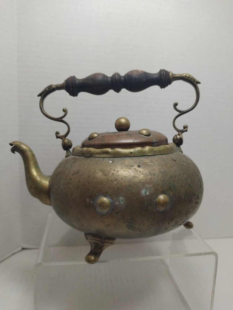 Antique Brass Footed Tea Pot Whimsical Late 19th Century FA Williams Boston READ