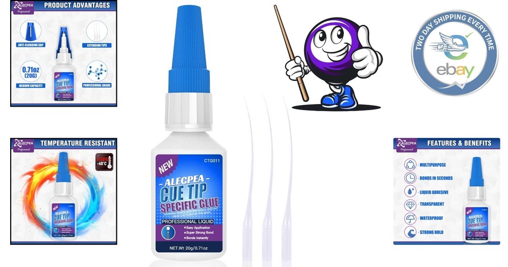 High Performance Pool Cue Tip Glue, 30ml Gel Adhesive for Multiple Materials