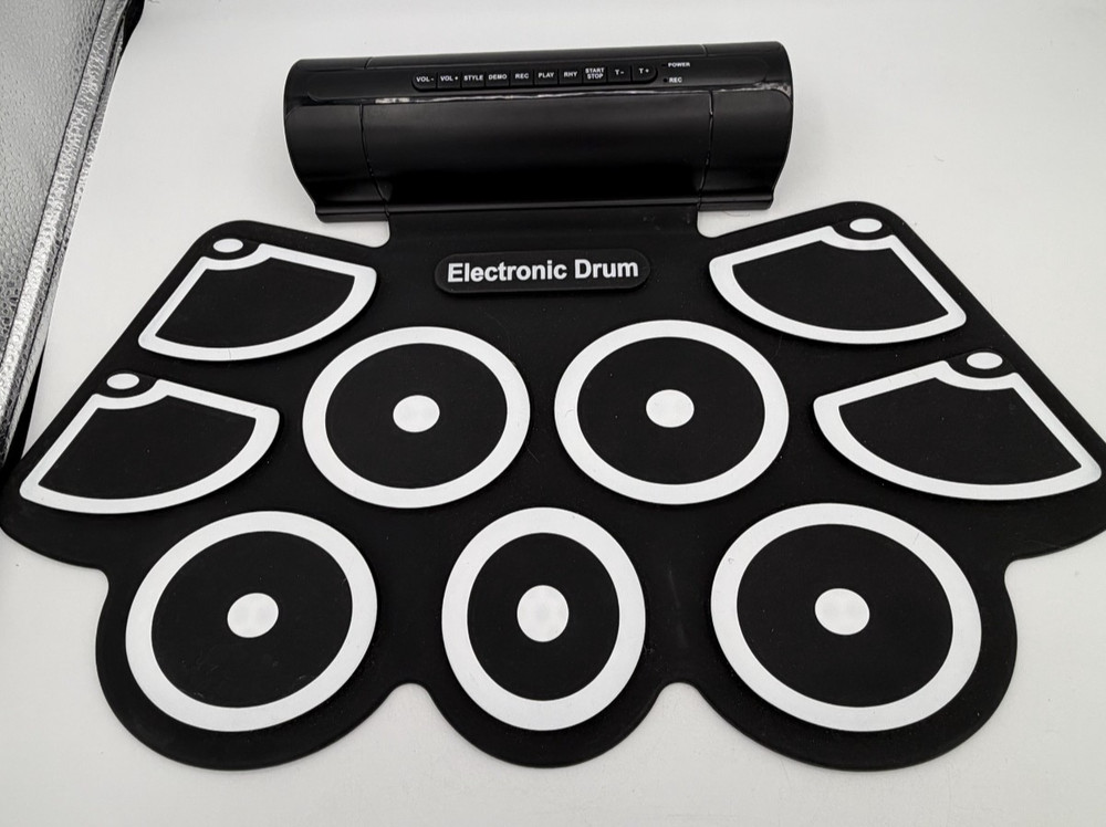 Electronic Drum Set 9 Pads Drum Practice Pad Kit Roll-Up Electric Drum Set READ