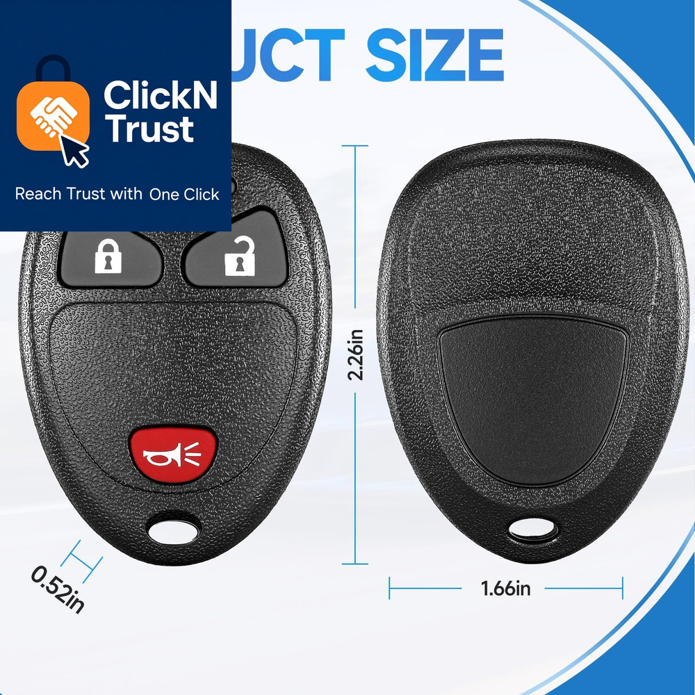 Keyless Entry Remote Start Control Key Fob Replacement Fits 2-Pack, Black