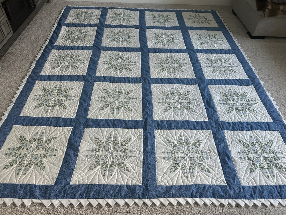 Handmade Patchwork Needlepoint King Quilt