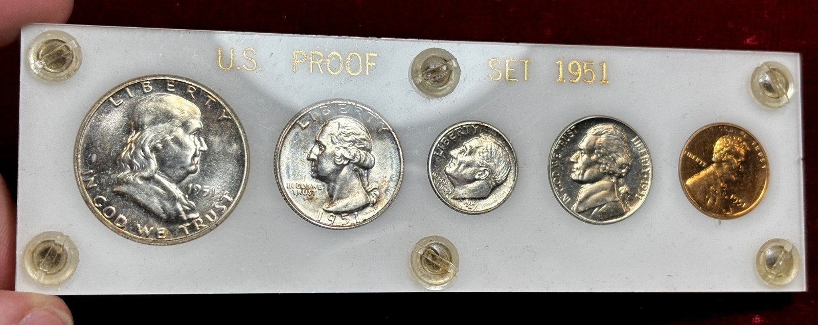 1951 SILVER PROOF SET ✪ CAPITAL HOLDER ✪ VERY CHOICE SET 5 PIECE A ◢TRUSTED◣