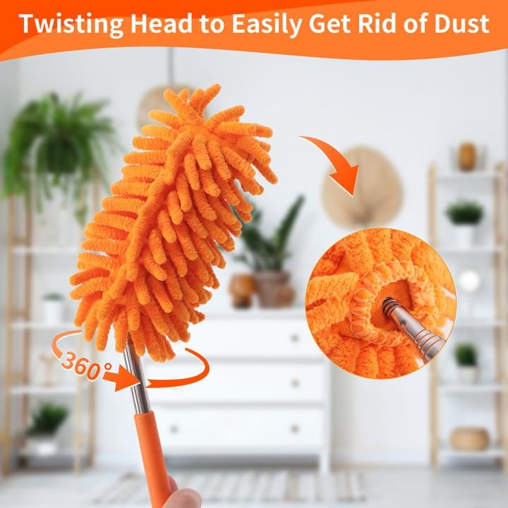 Mini Duster for Cleaning, 360° Bendable Hand Dusters with 2 Pack Blue Grey