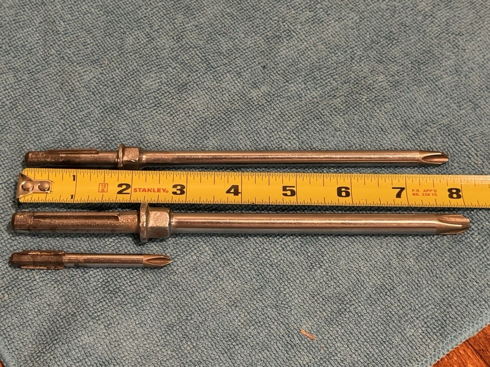 3 Replacement Phillips Screwdriver Shafts #2 Stubby, #3 & #4 Full Length