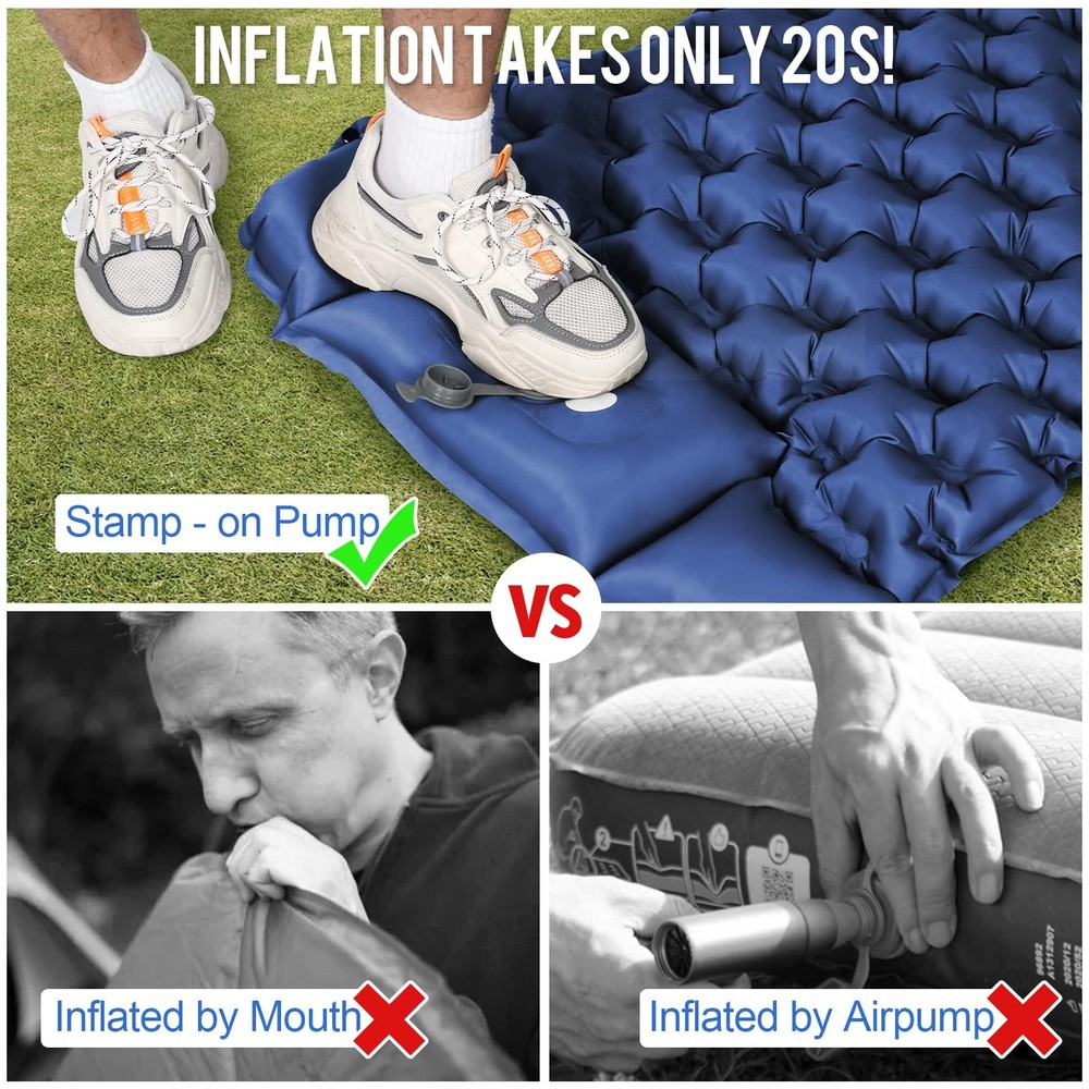 Sleeping Pad, Ultralight Inflatable Sleeping Pad for Camping, Built-in Pump, ...