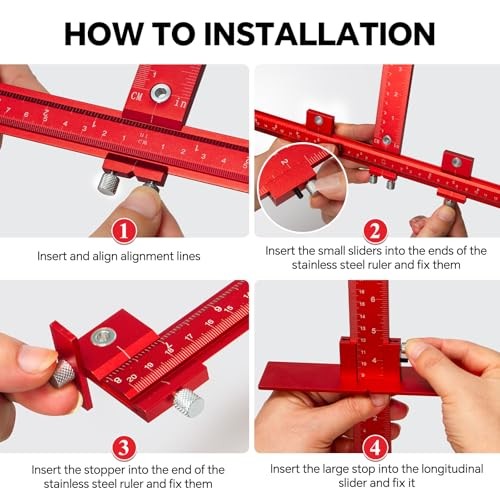 Aluminum Cabinet Hardware Jig Tool for Handles Pulls Knobs, Aluminum-Red