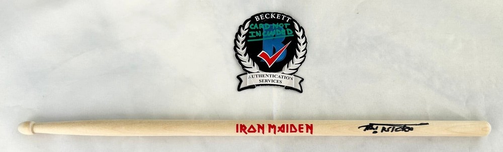 Nicko McBrain Signed Drumstick Iron Maiden Beckett BAS 2 COA