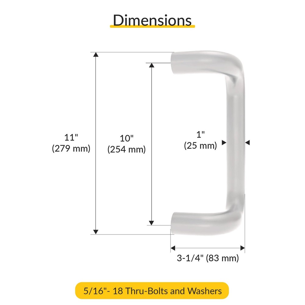 Solid Offset Pull Handle Aluminum Material, Clear Anodized Finish, 11" Length...
