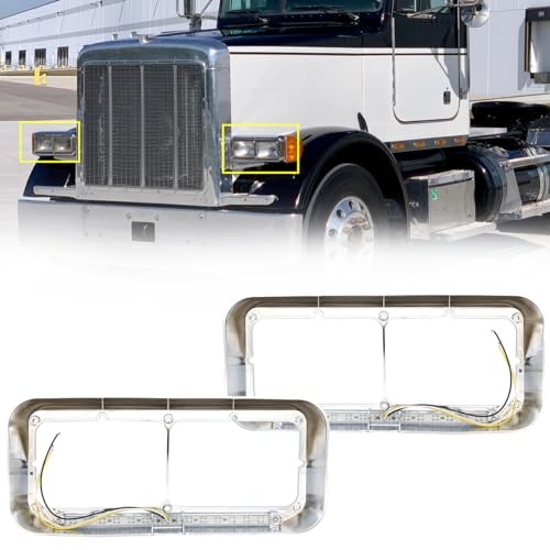 Dual Rectangular 2X for 4x6 Light Headlight Bezel with 12" Clear Lens White LED