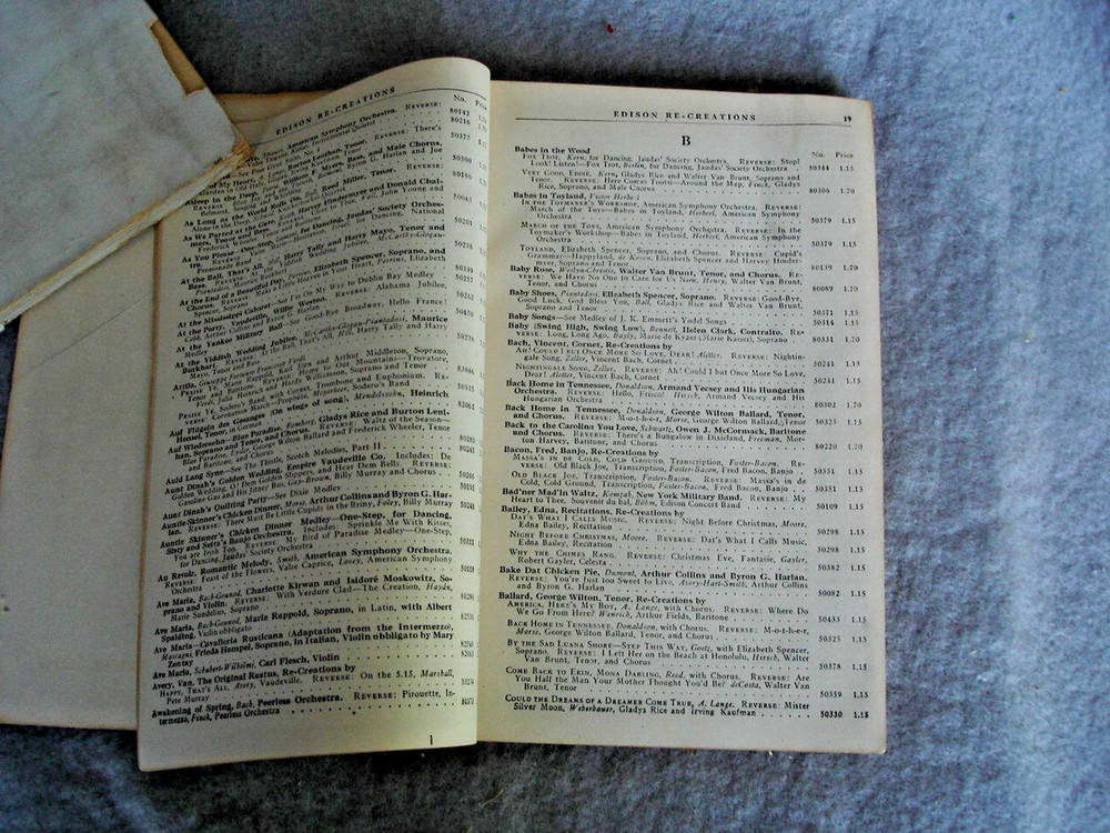 2 different Edison Record Catalogs, 1917 , 1918