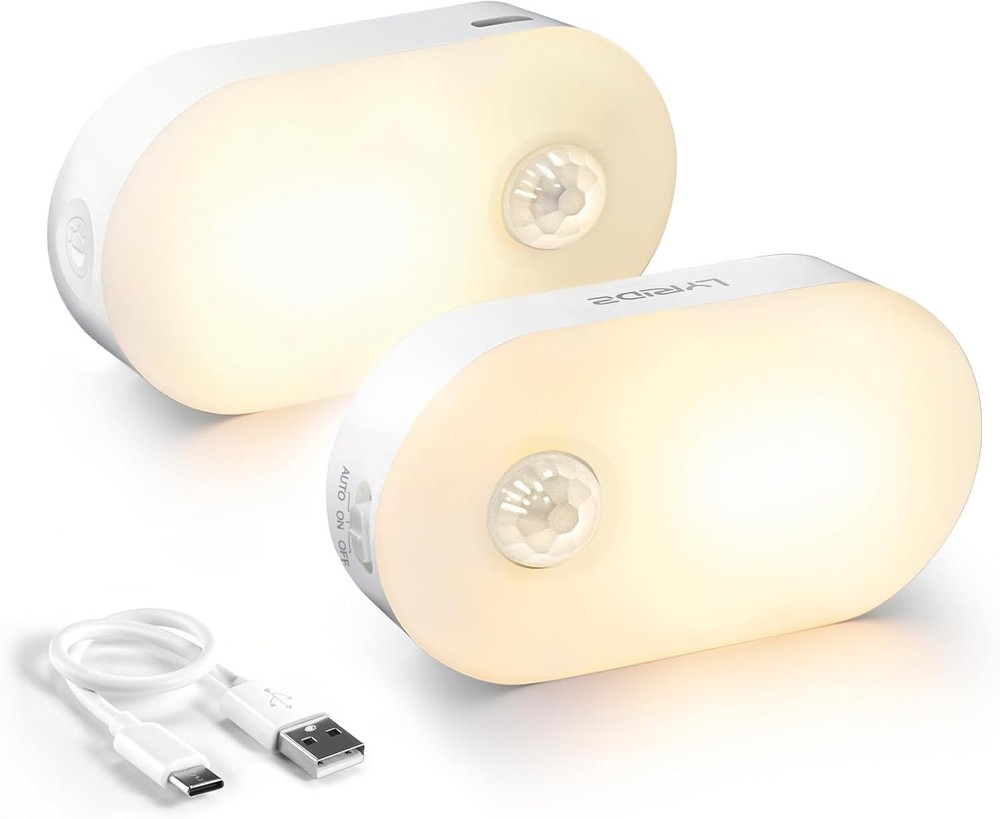 Lyridz 2-Pack Rechargeable Motion Sensor LED Night Light