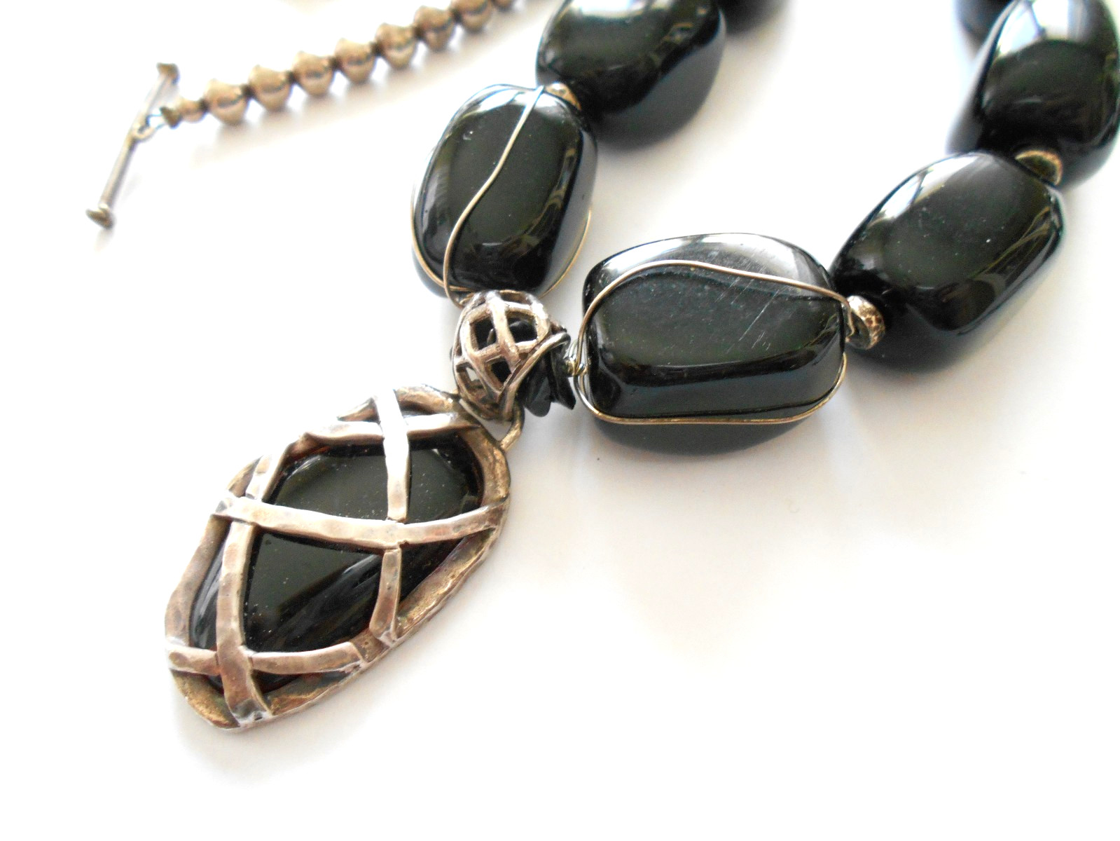 Lot of 7 Pieces Sterling Silver Onyx Amber Jewelry Lot #6 194 Grams