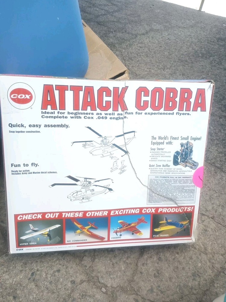 Cox Attack Cobra Free Flight Helicopter .049 Engine