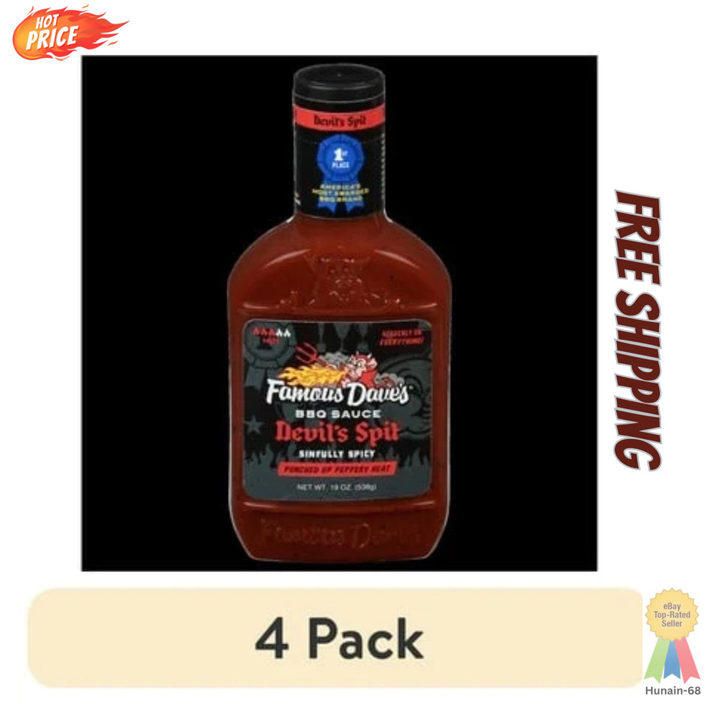 (4 pack) Famous Dave's Devil's Spit BBQ Sauce, 19 oz