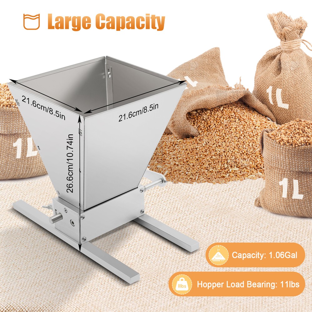 4L Manual Roller Grain Mill Adjustable Low Speed Drill Corn Crusher Machine New