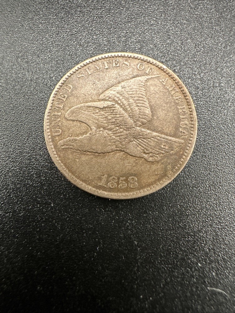 1858 Flying Eagle Cent Small Letters VF Condition Reverse Rim Cud