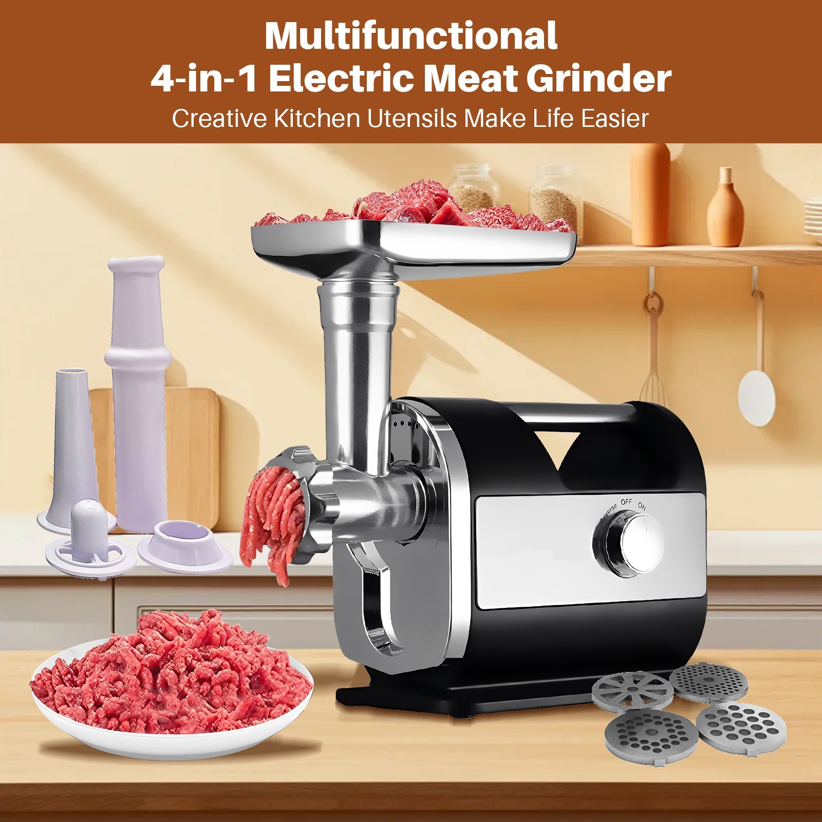 3200W Electric Meat Grinder Heavy Duty Commercial Sausage Maker Mincer Stuffer