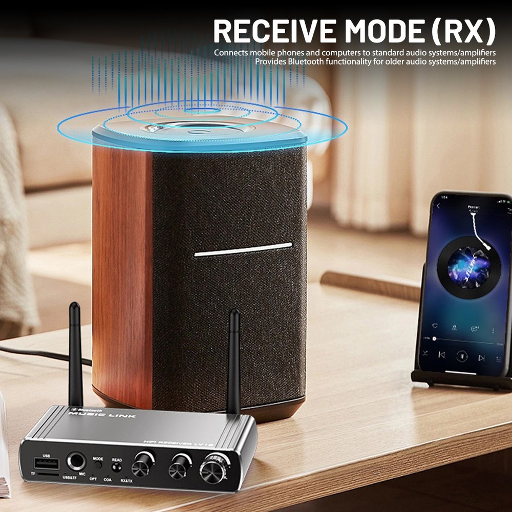 Bluetooth 5.4 Audio Receiver for Home Stereo, Wireless Adapter with Optical/USB