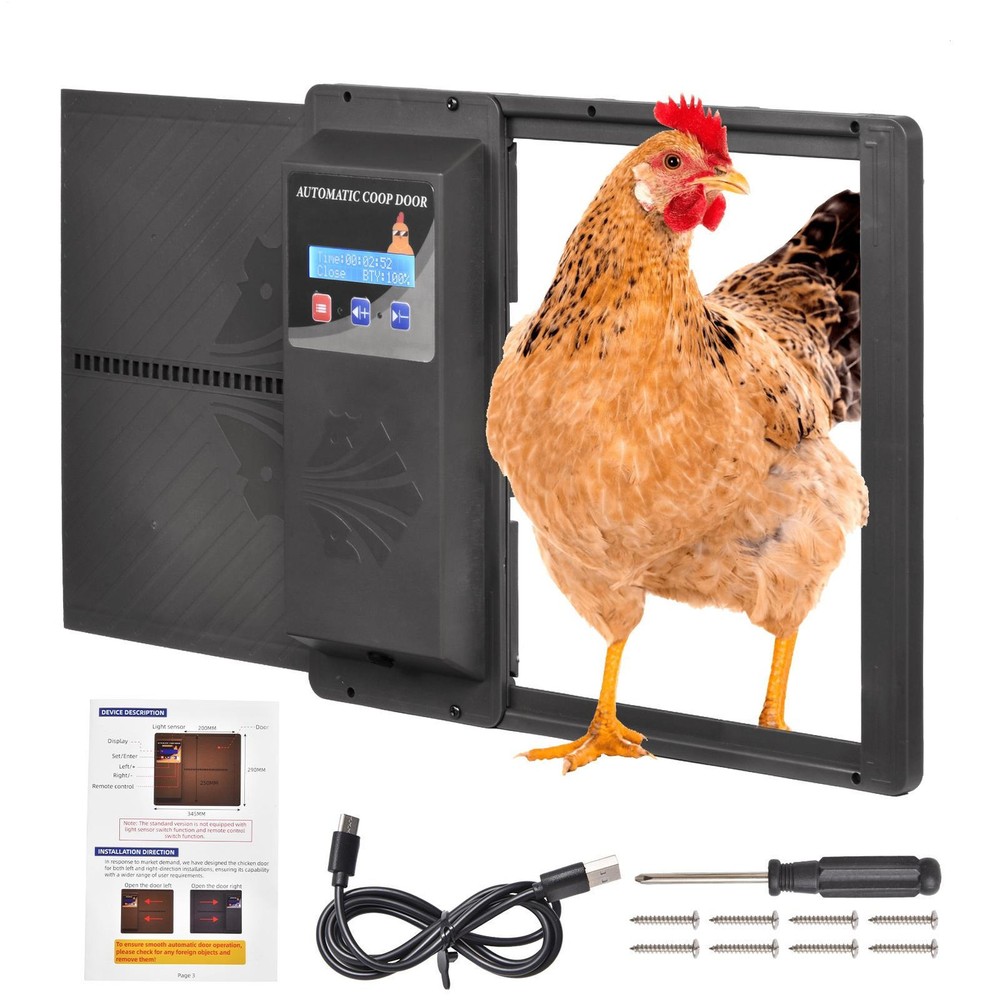 Automatic Chicken Coop Door Anti Pinch/Large LCD display/Timer