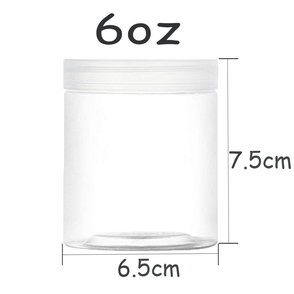 15 Pack 6oz Clear Plastic Jars Wide-mouth Storage Containers,Refillable Empty...