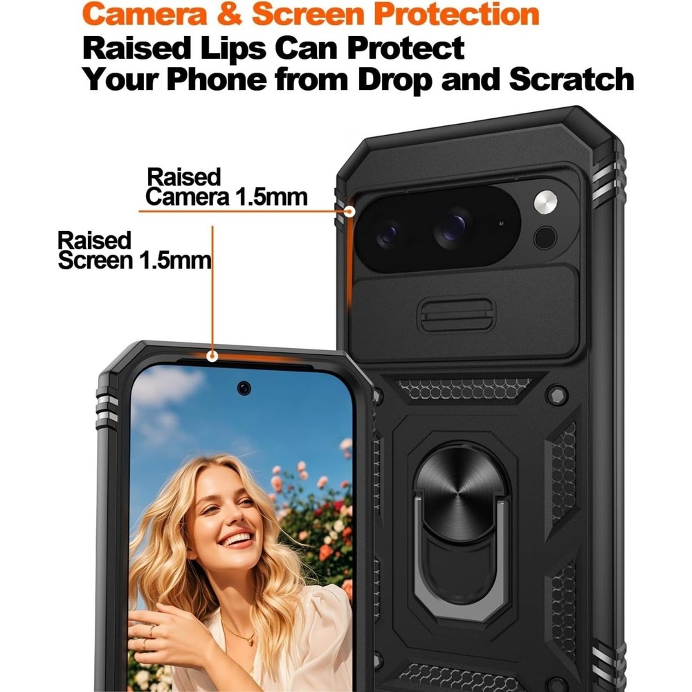Durable Case for Google Pixel 10/10 Pro with 2PCS Screen Protector & Kickstand