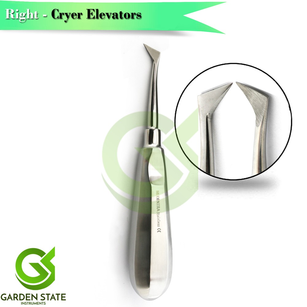 Dental Root Luxating Elevators 3Pcs Cryer Left + Right Serrated 77R Elevator