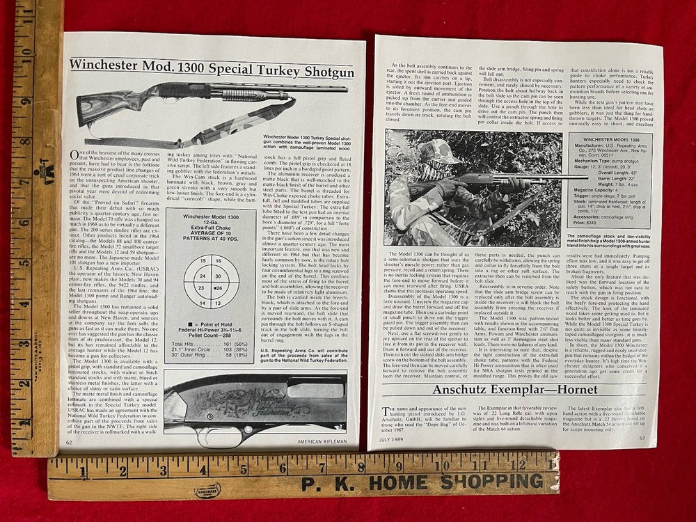 Winchester 1300 Turkey Shotgun Magazine Article/Print Ad Exploded View Disassemb
