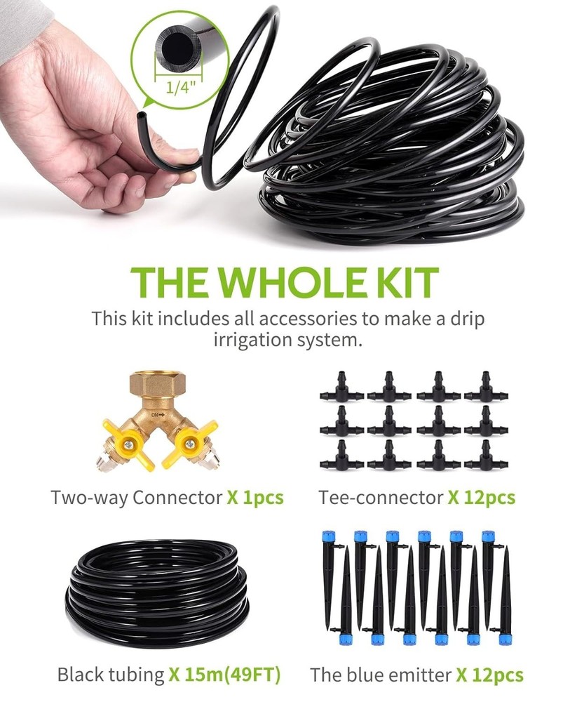Versatile 50ft Automatic Drip Watering System for Plant Care & Efficiency
