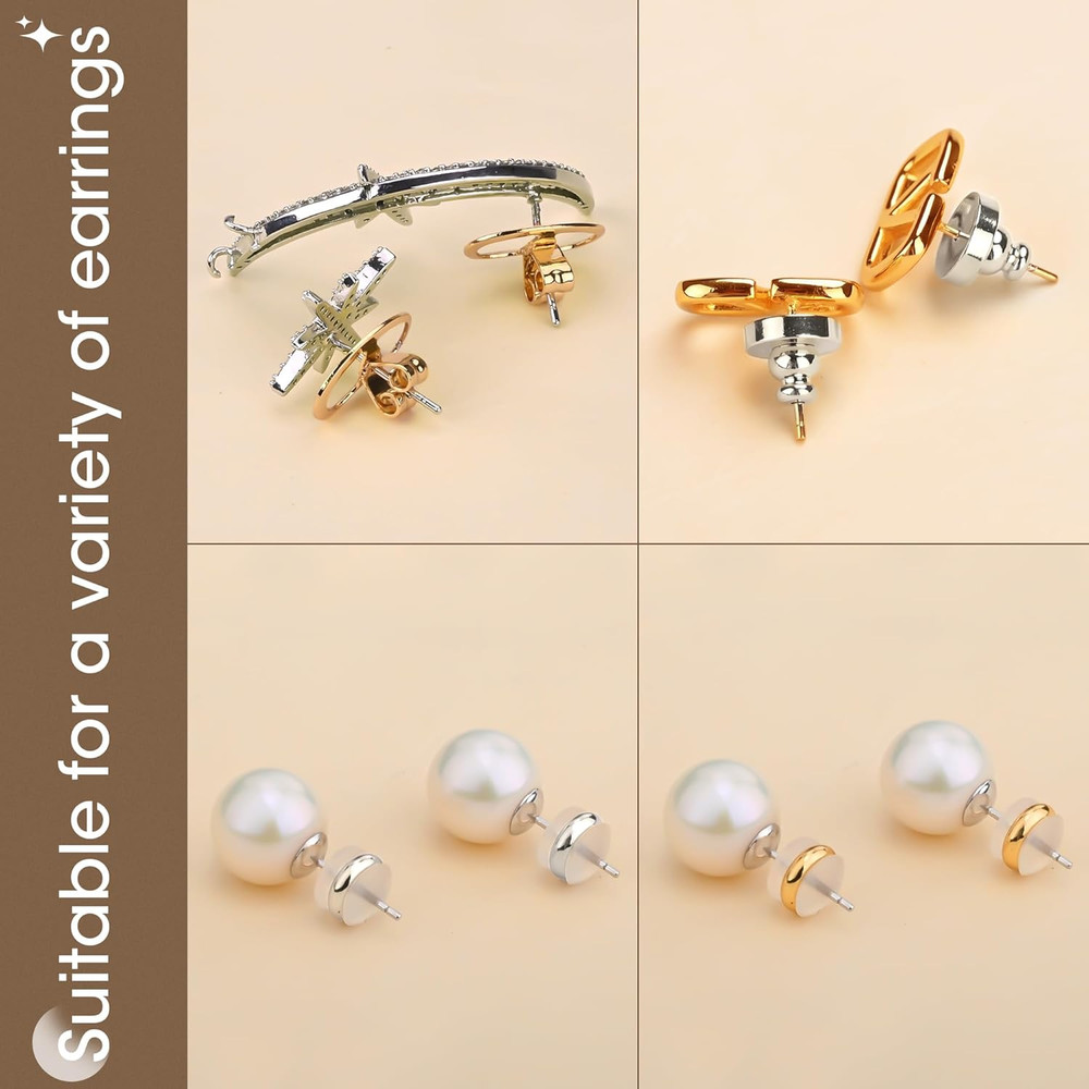 6 Pairs Earring Backs for Droopy Ears Locking Stud Supports