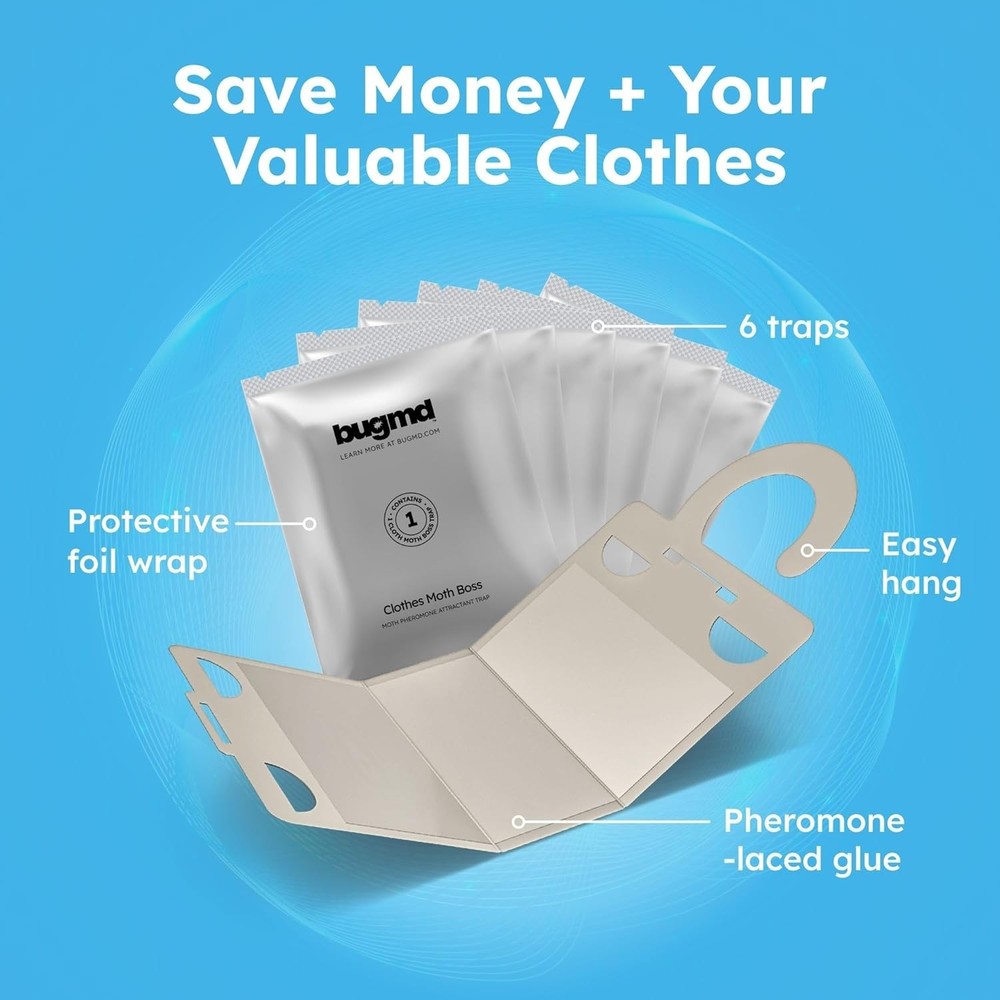 6 Count Clothes & Pantry Moth Traps - Safe & Effective Non-Toxic Solution