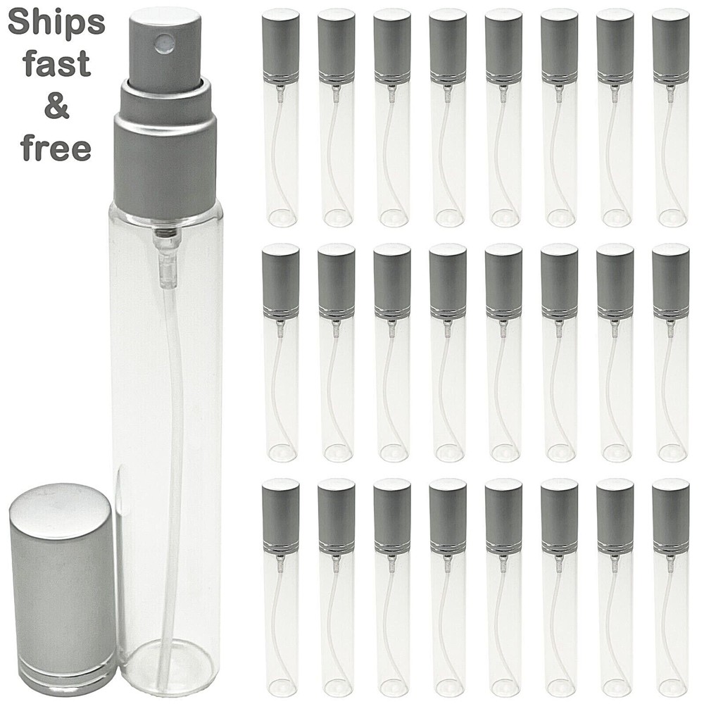 15ml empty perfume glass spray bottles matte silver lined caps atomizers