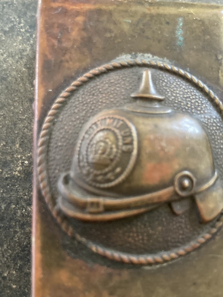 WWI German match safe, pickelhaube on front