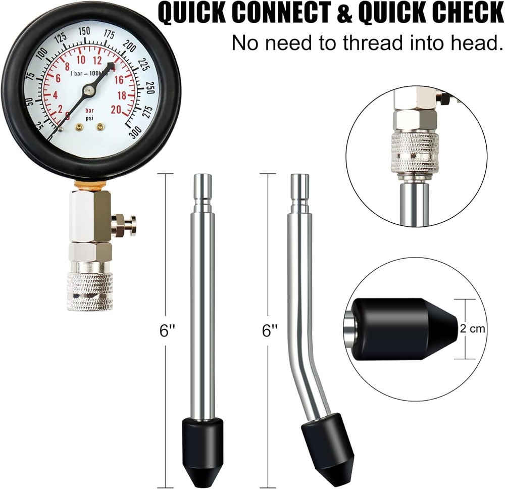 Cylinder Pressure Tester with Extension Rods