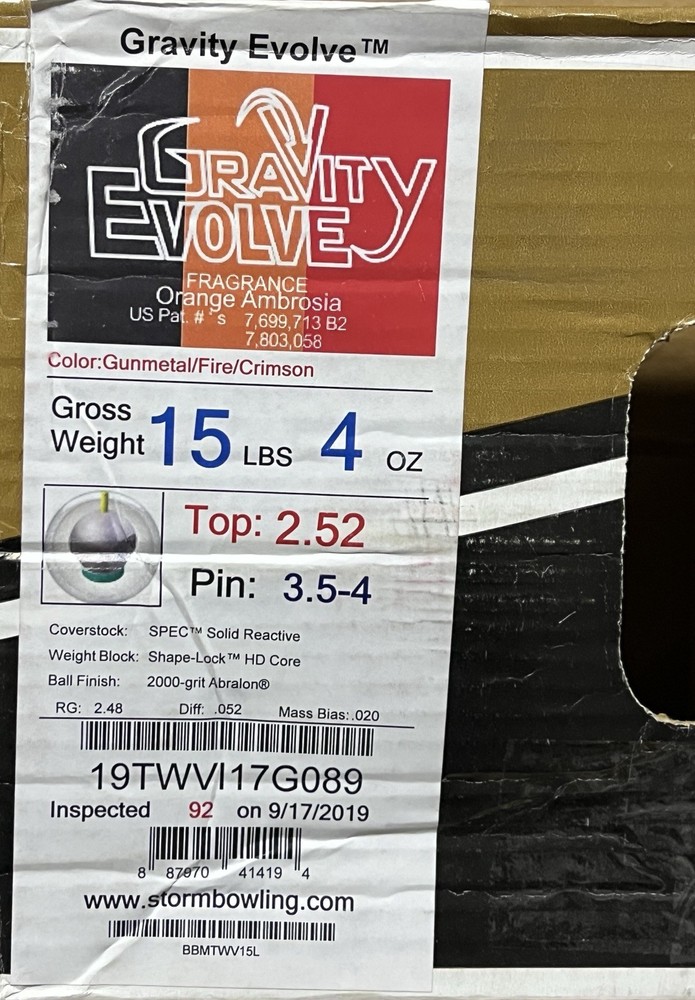 Storm Gravity Evolve 15 lb Bowling ball New in Box