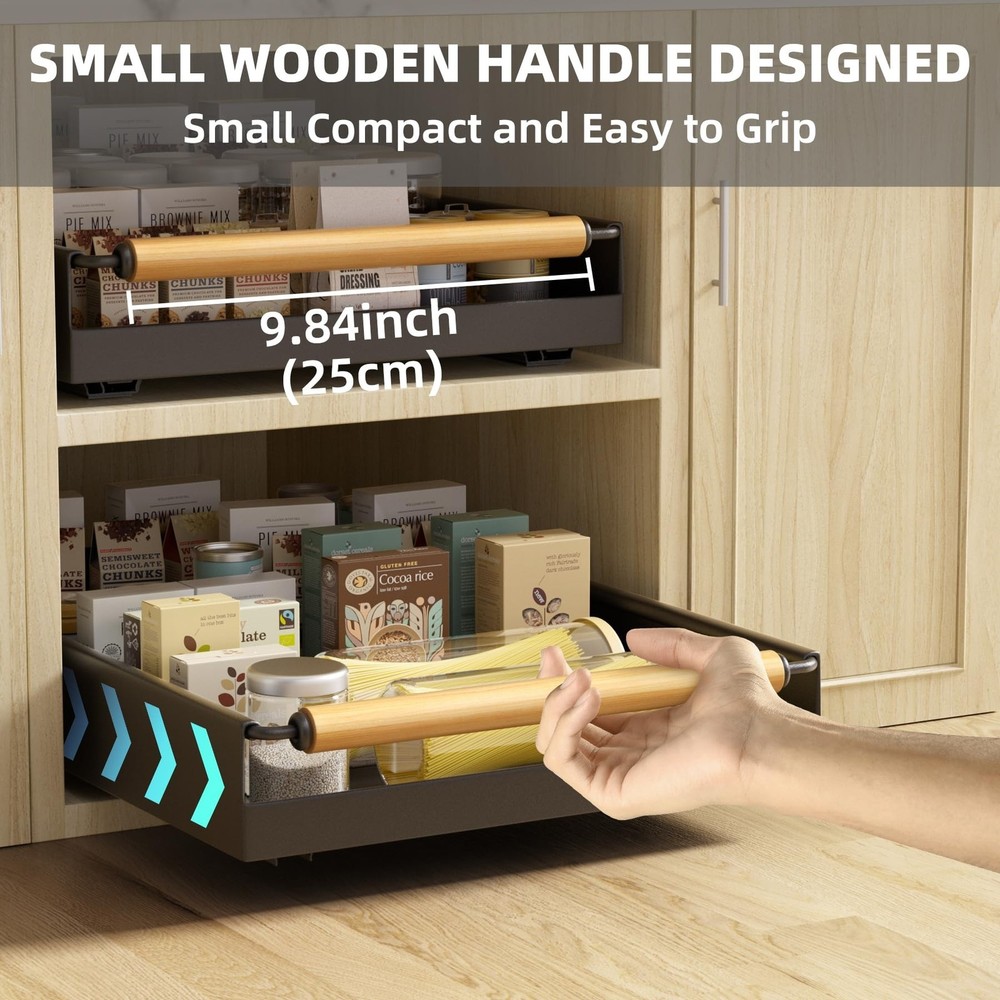 Pull Out Cabinet Organizer, 15.3'' Deep Expandable Slide Out Cabinet Organize...