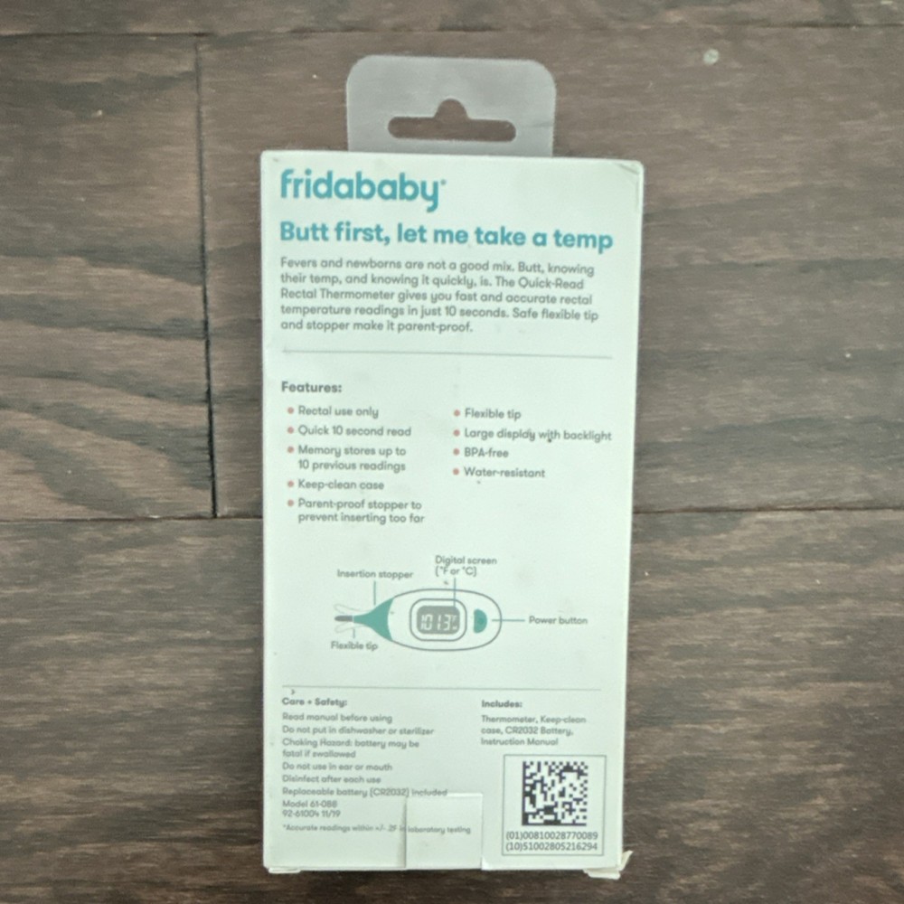 FridaBaby Quick-Read Rectal Thermometer, 10s Read, Memory, Flexible, Backlight