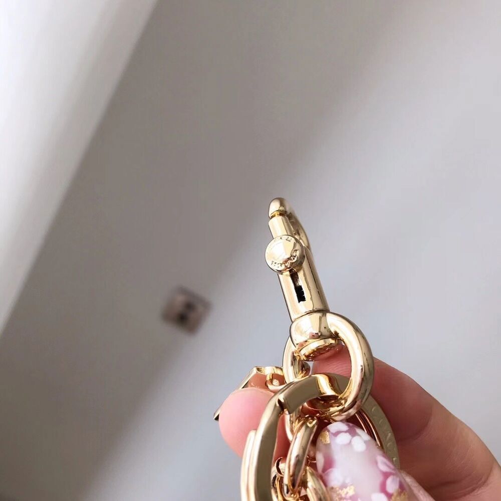 ™Coach™ Cherry Bag Charm Keychain Glitter Resin and Metal Brass/Red Apple