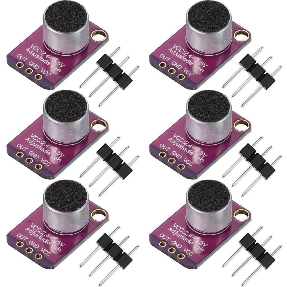 6 Pieces Electret Microphone Amplifier Module MAX4466 Adjustable Gain Blue...