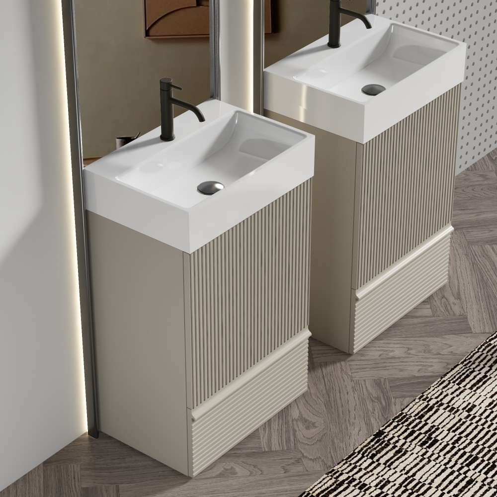 Bathroom vanity with ceramic sink