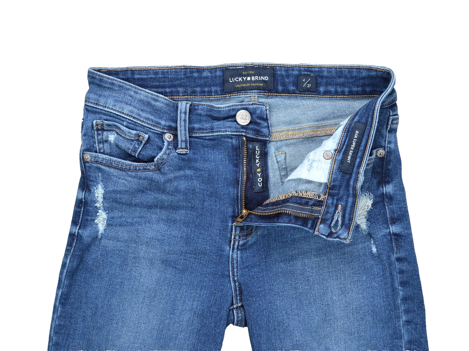 Lucky Brand Ava Super Skinny Jeans Womens Size 4/27 Blue Denim Stretch Mid Rise